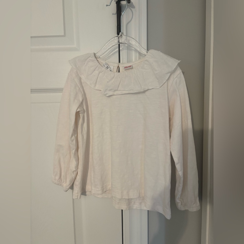 ZARA white ruffle long sleeve top 3-4T